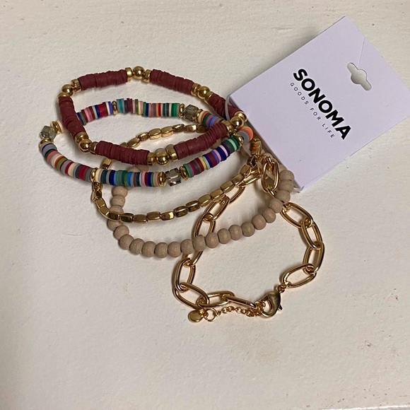 NWT SONOMA Goods For Life® Chain & Multi Beaded 5-Piece Stretch - Picture 2 of 3